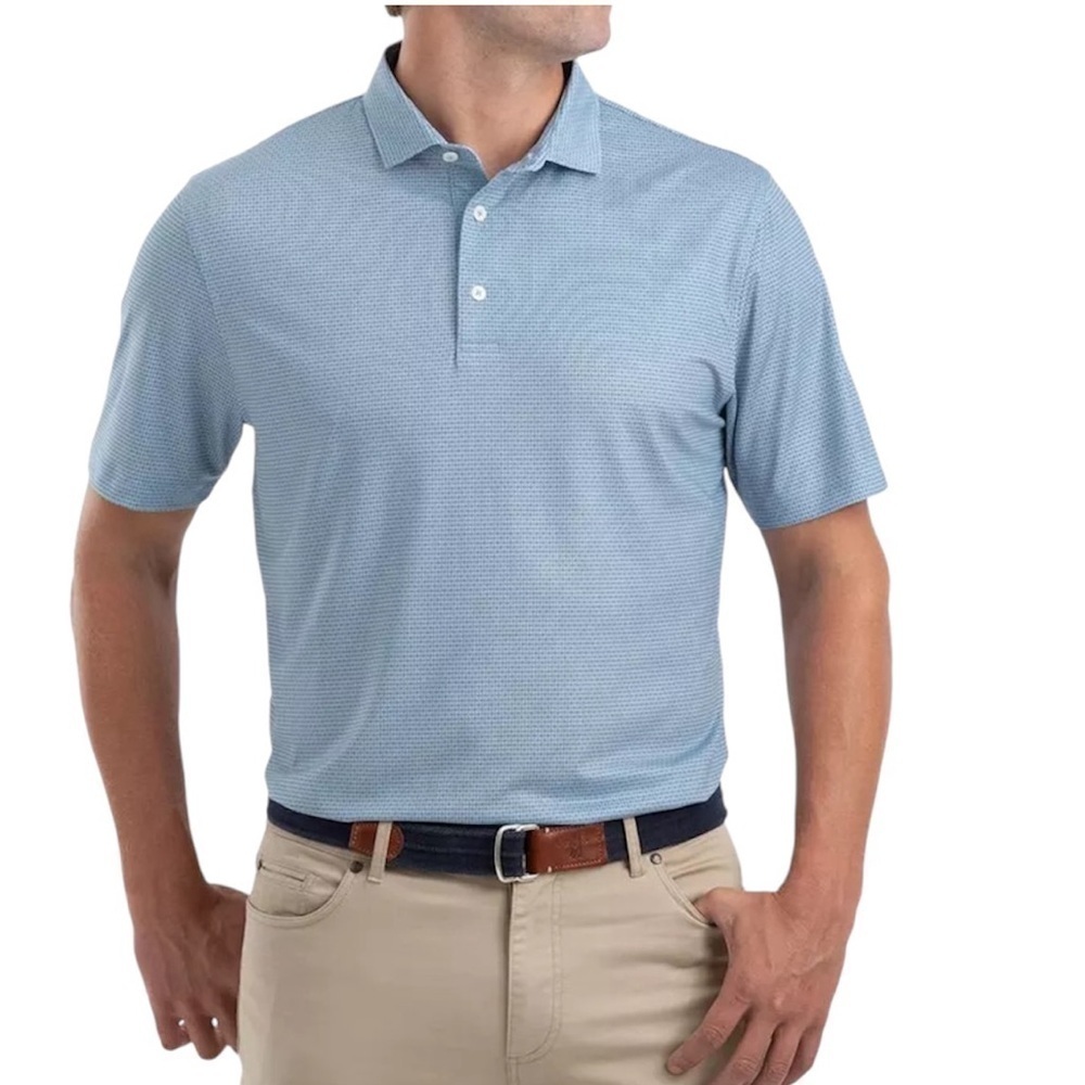 PGA TOUR Men's Golf Airflux Solid Short Sleeve Polo Shirt Size Large in Blue
